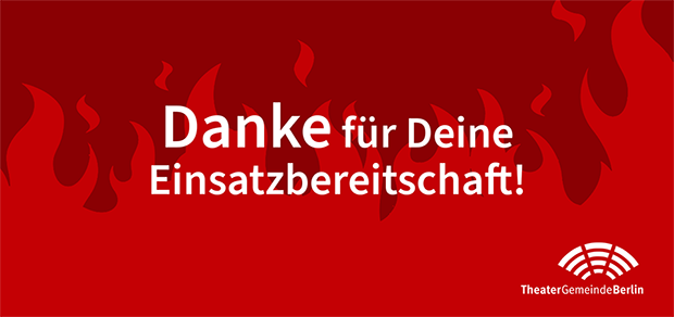 Rotes Bild mit Flammenmotiv und dem Text: Danke für Deine Einsatzbereitschaft!
